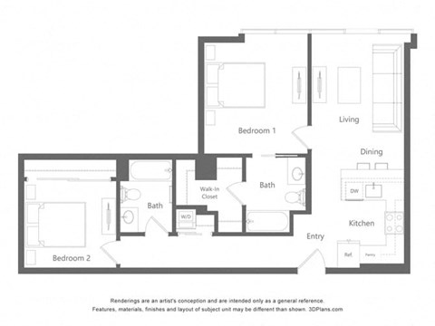 the illustration shows the floor plan of the apartment